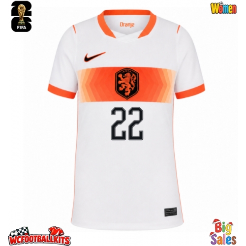 Netherlands Denzel Dumfries #22 Replica Away Stadium Shirt for Women World Cup 2026 Short Sleeve